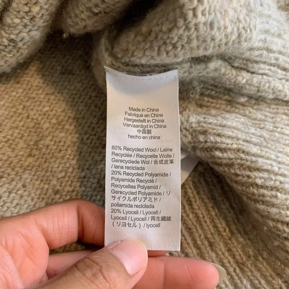 J Crew Sweater Men M Medium Beige Wool Blend Eco Donegal Raglan Pullover Knit